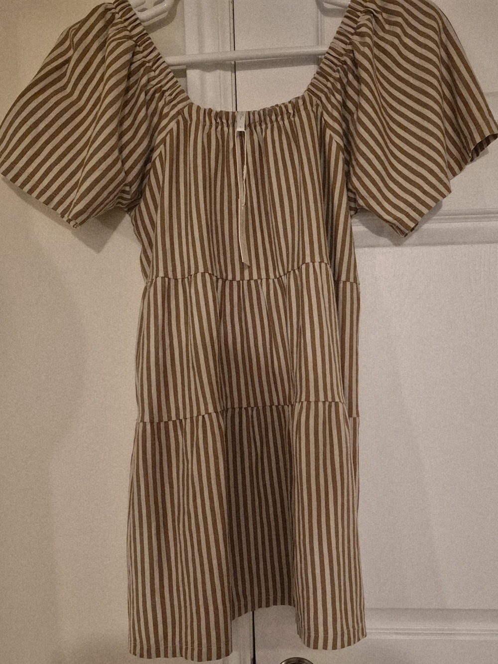 Rylee + Cru Brown and Cream Striped Tiered Kids Dress